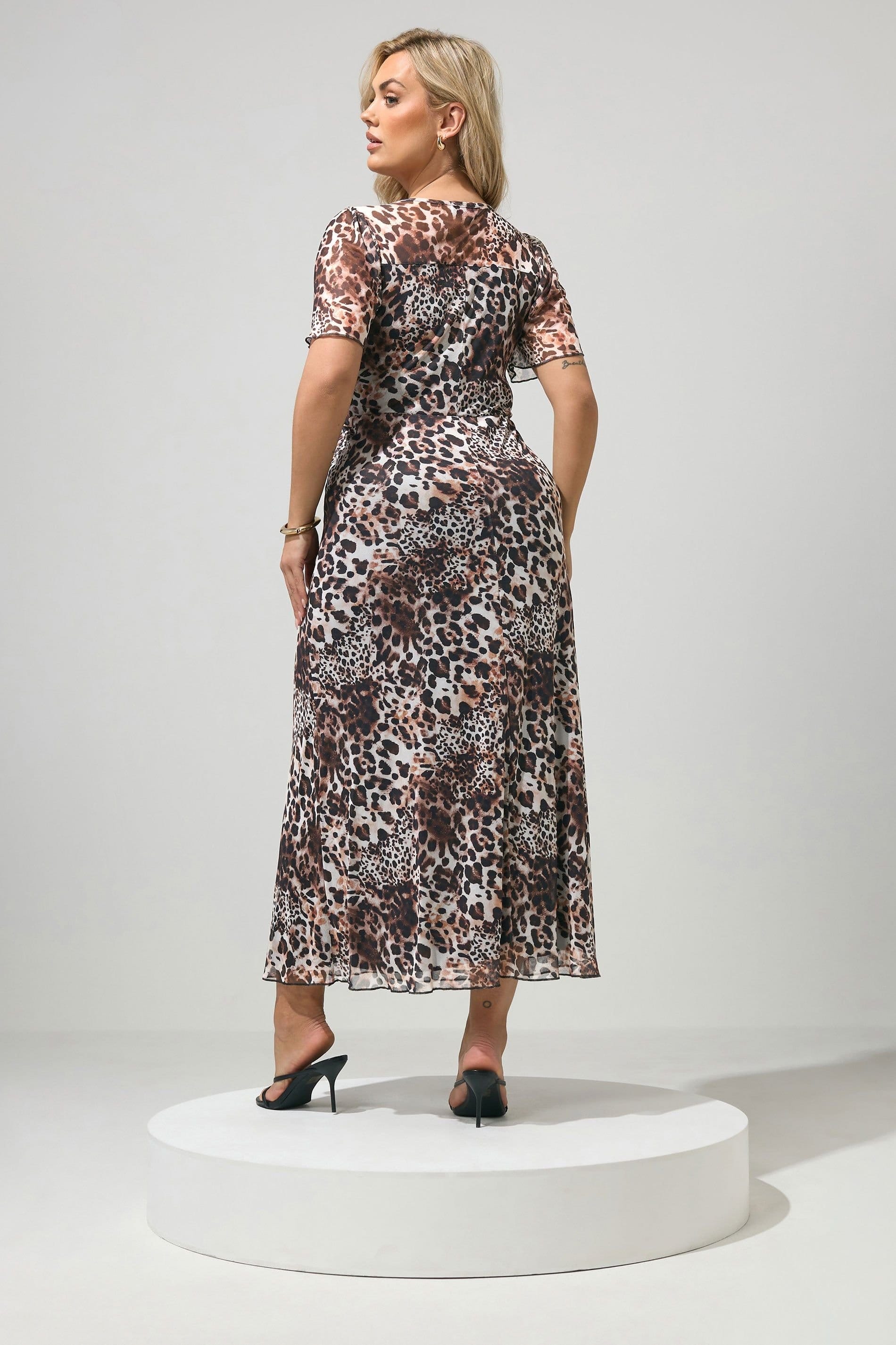 Yours Yours Women's Leopard Square Neck Maxi Dress in Brown - 4