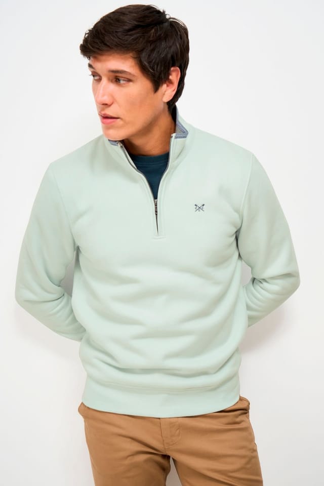 Crew Clothing Crew Clothing Men's Classic Half Zip Sweat Crystal Blue - 2