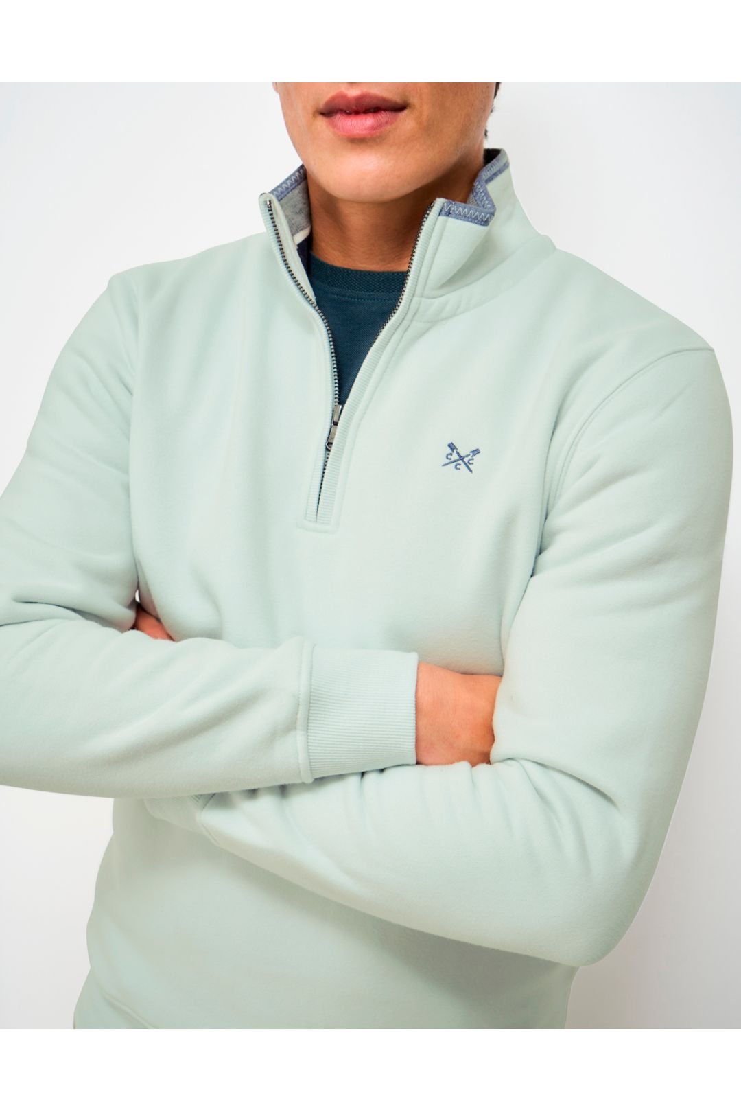 Crew Clothing Crew Clothing Men's Classic Half Zip Sweat Crystal Blue - 4