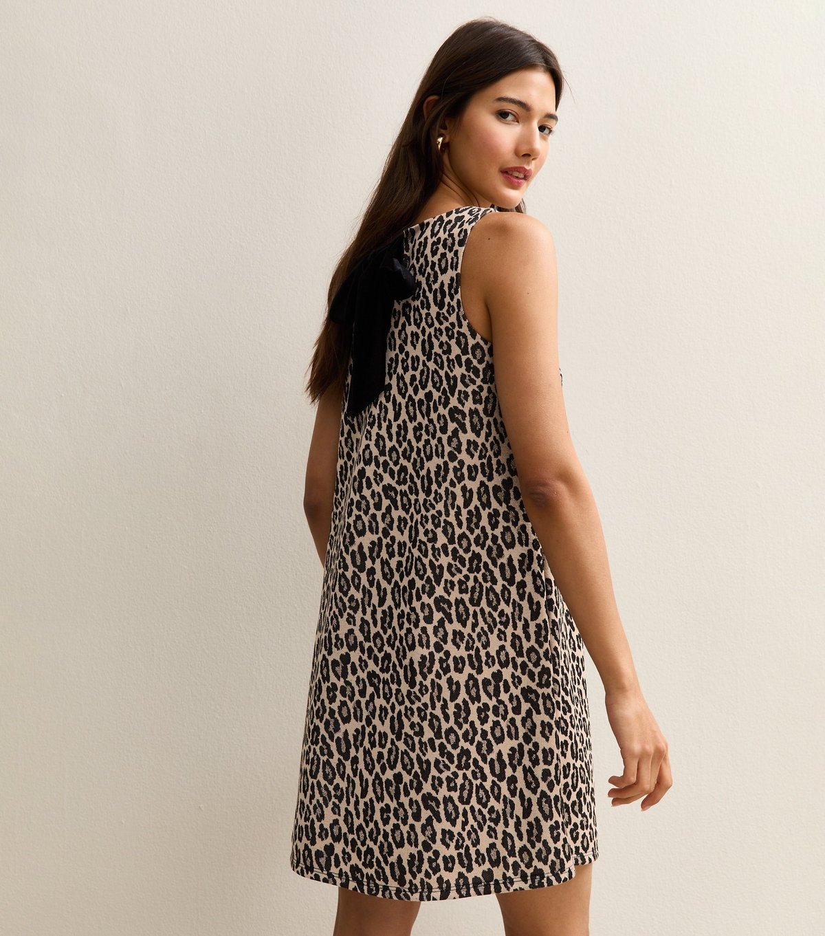 New Look Women's Brown Animal Pattern Sleeveless Back Bow Mini Dress New Look - 4