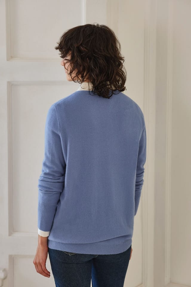 Pure Collection Pure Collection Women's Womens Cashmere Boyfriend Sweater in Mid Blue - 3