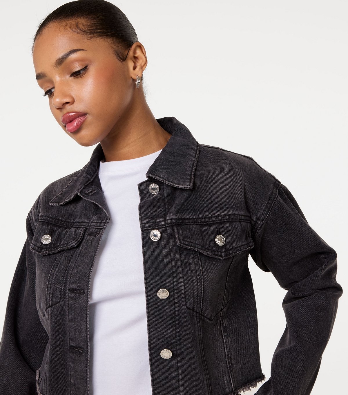 Pink Vanilla Women's Black Crop Denim Jacket Pink Vanilla New Look - 3