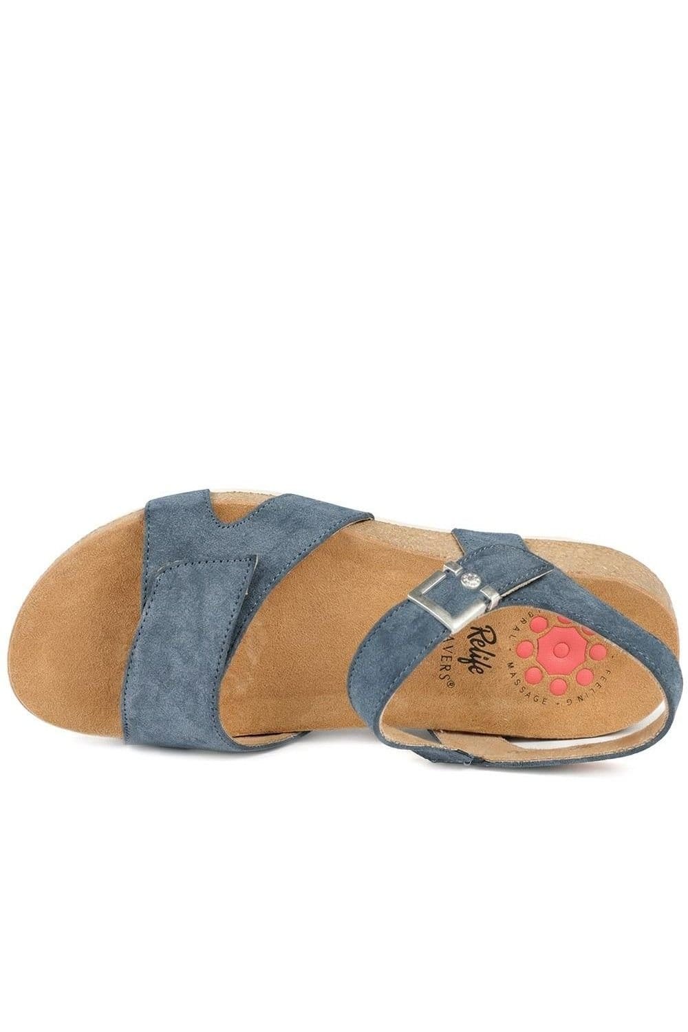 Pavers Pavers Women's Relife Buckle & Adjustable Fasten Sandals in Blue - 4