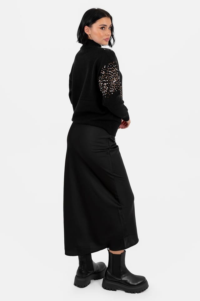Lovedrobe Lovedrobe Women's Embellished High Neck Jumper in Black - 2