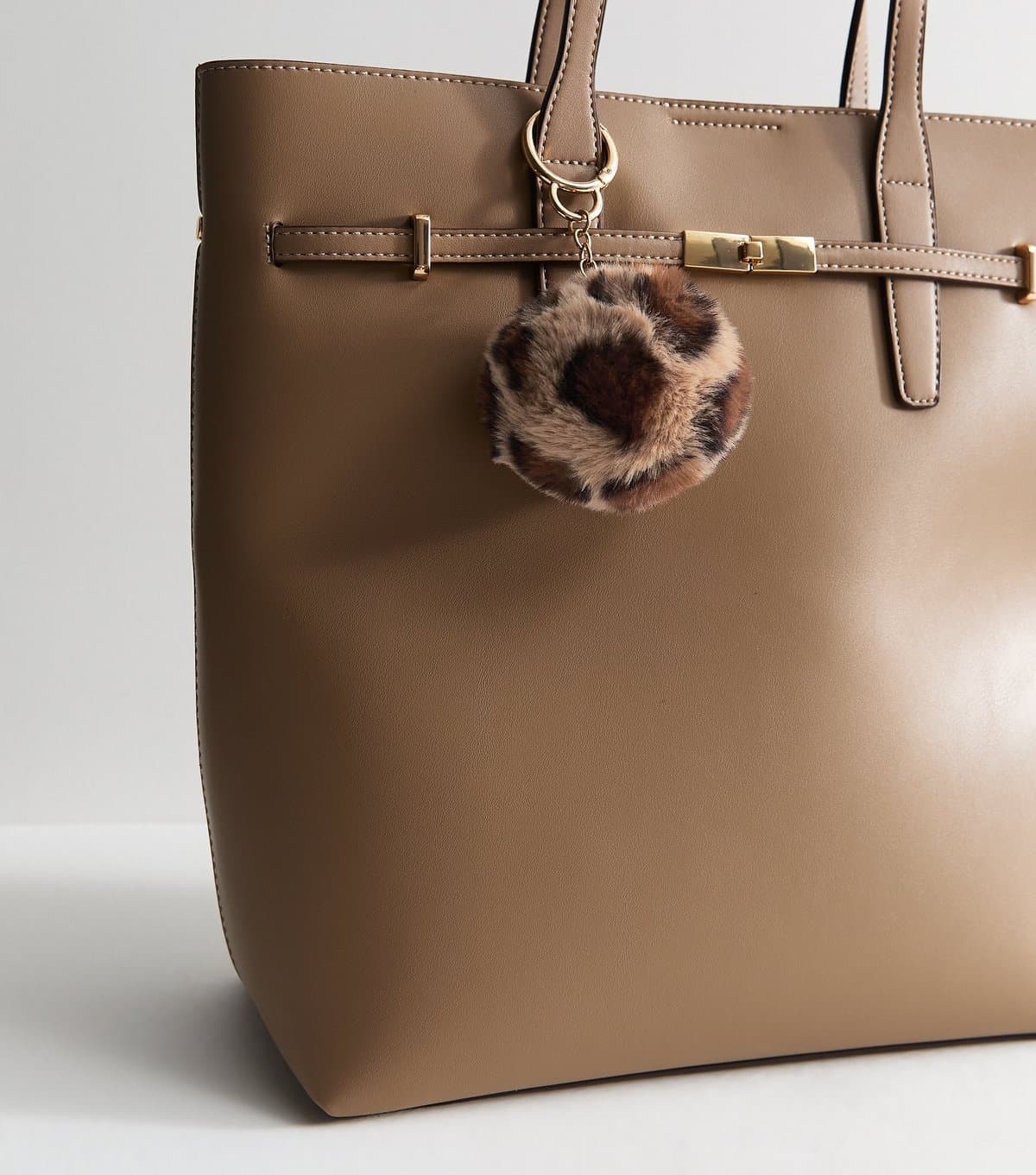 New Look Brown Fluffy Leopard Print Pom Pom Bag Charm New Look