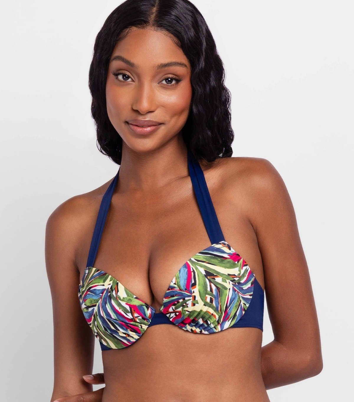 Dorina Women's Blue Floral Print Halterneck Bikini Top Dorina New Look