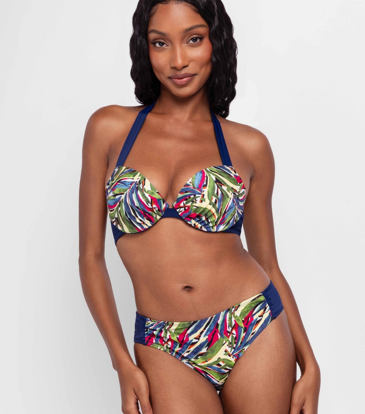 Dorina Women's Blue Floral Print Halterneck Bikini Top Dorina New Look - 2