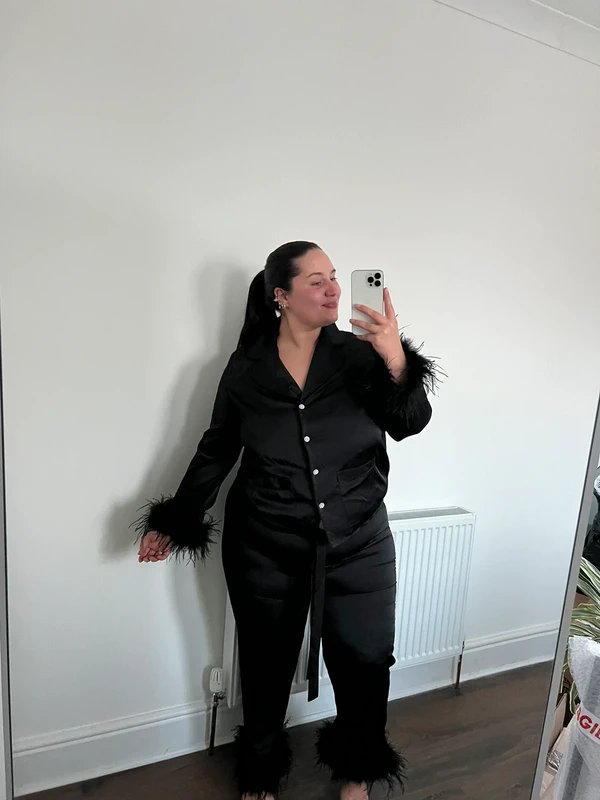 Nadine Merabi Nadine merabi Pyjama black feather and satin - 1