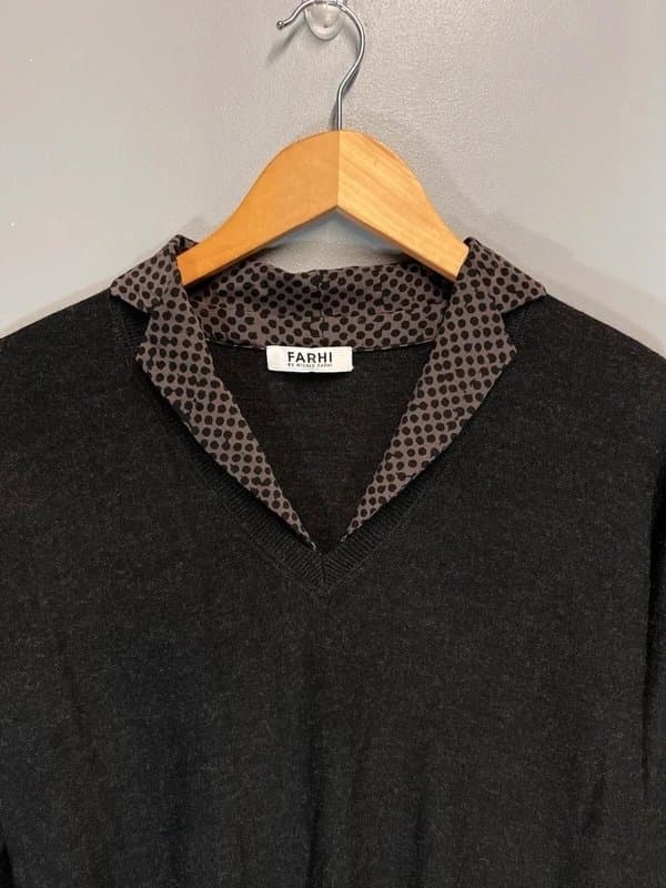 Nicole Farhi Nicole Farhi Women’s Grey Black Wool Silk Jumper Dress Sweater Size M UK 10-12