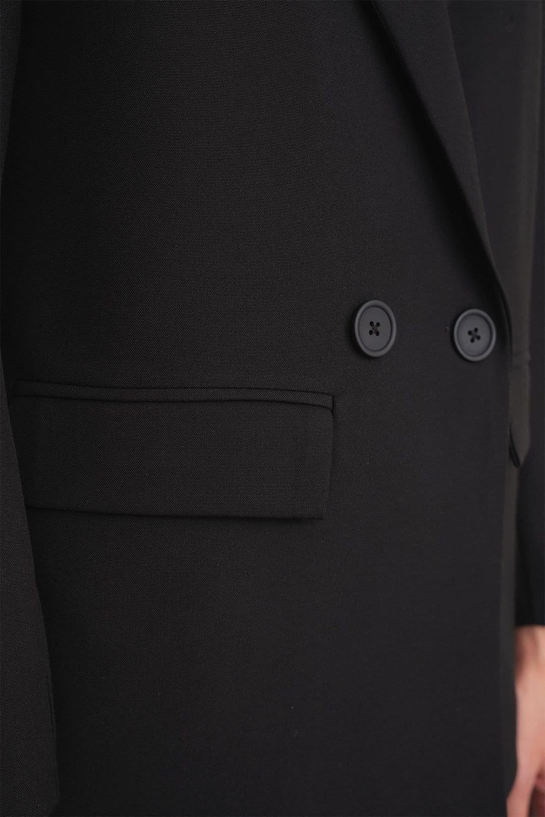 MixRay MixRay Women's Long Sleeve Buttoned Blazer in Black - 4