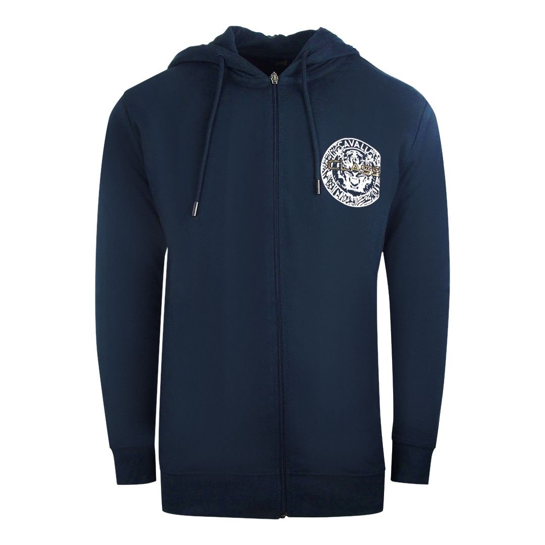 Cavalli Class Cavalli Class Men's Large Circle Design Navy Blue Zip-Up Hoodie - 2