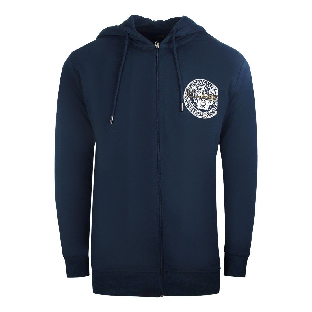 Cavalli Class Cavalli Class Men's Large Circle Design Navy Blue Zip-Up Hoodie - 4