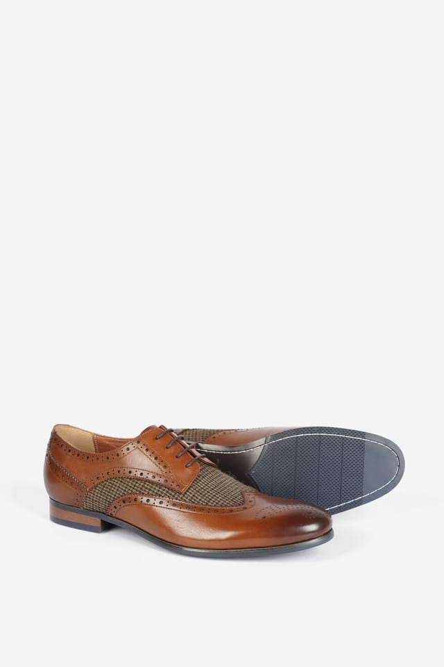 Alexander Pace Alexander Pace Men's 'Duke' Premium Leather Oxford Brogue Shoes in Brown - 2