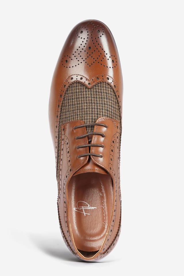 Alexander Pace Alexander Pace Men's 'Duke' Premium Leather Oxford Brogue Shoes in Brown - 3