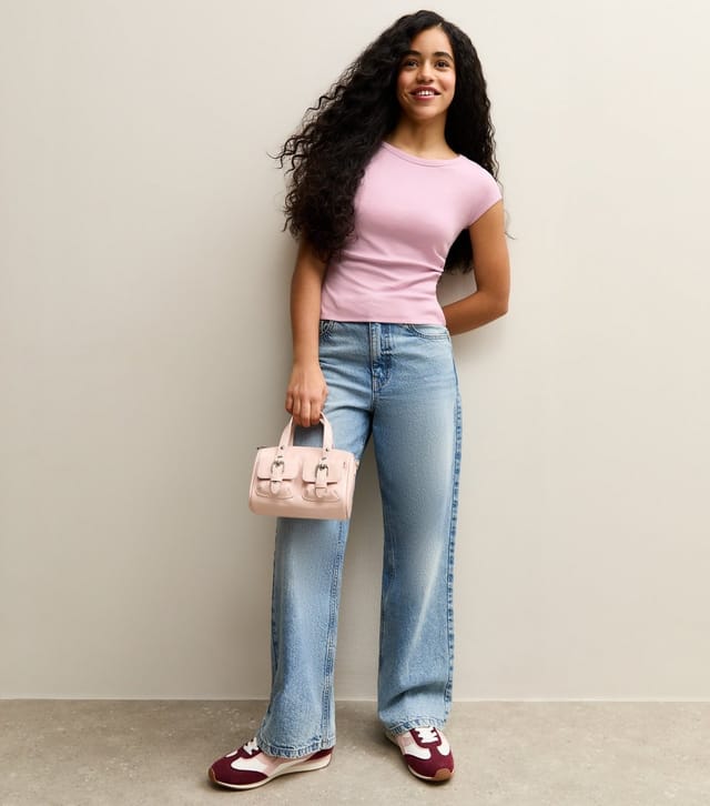 New Look Girls' Pink Split Side Ruched Cap Sleeve Top School New Look - 2