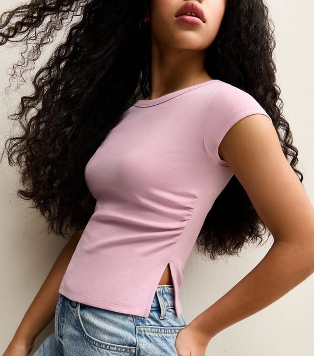 New Look Girls' Pink Split Side Ruched Cap Sleeve Top School New Look - 3