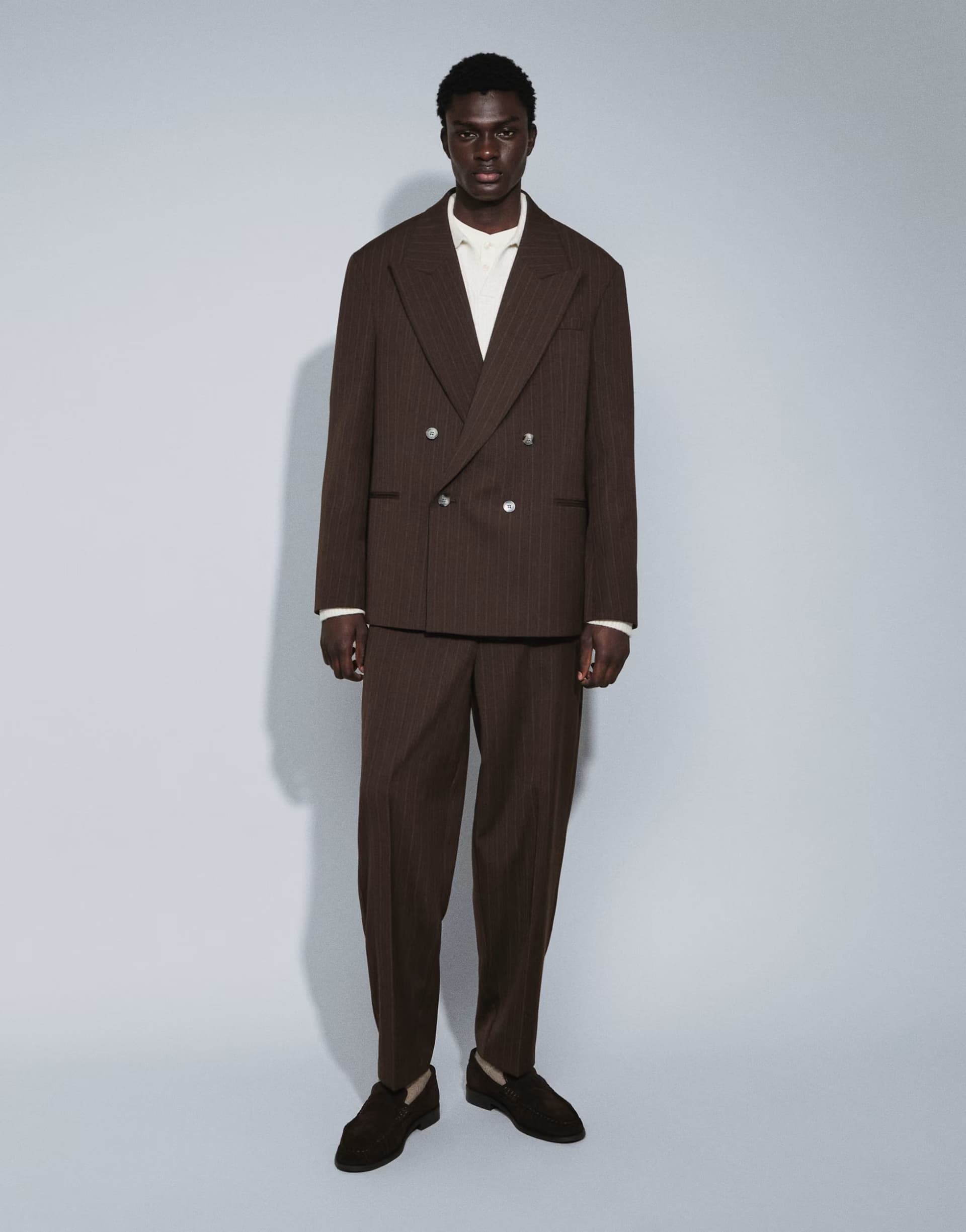 ASOS ASOS DESIGN oversized tapered suit trouser in brown stripe