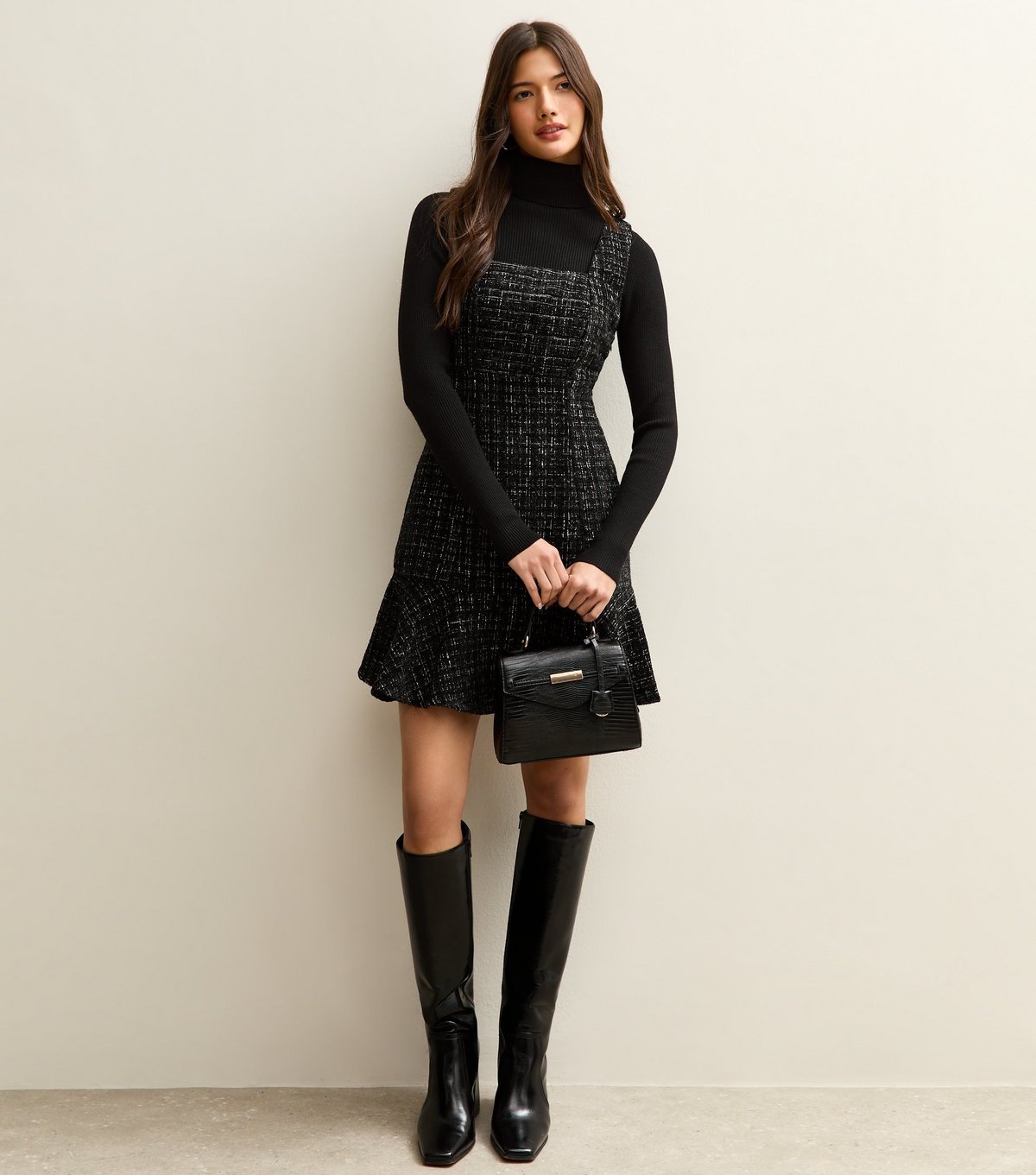 New Look Women's Black Square Neck Boucle Mini Dress New Look - 2