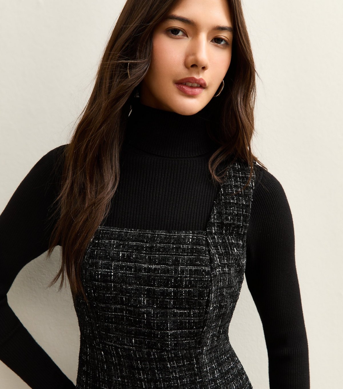 New Look Women's Black Square Neck Boucle Mini Dress New Look - 3