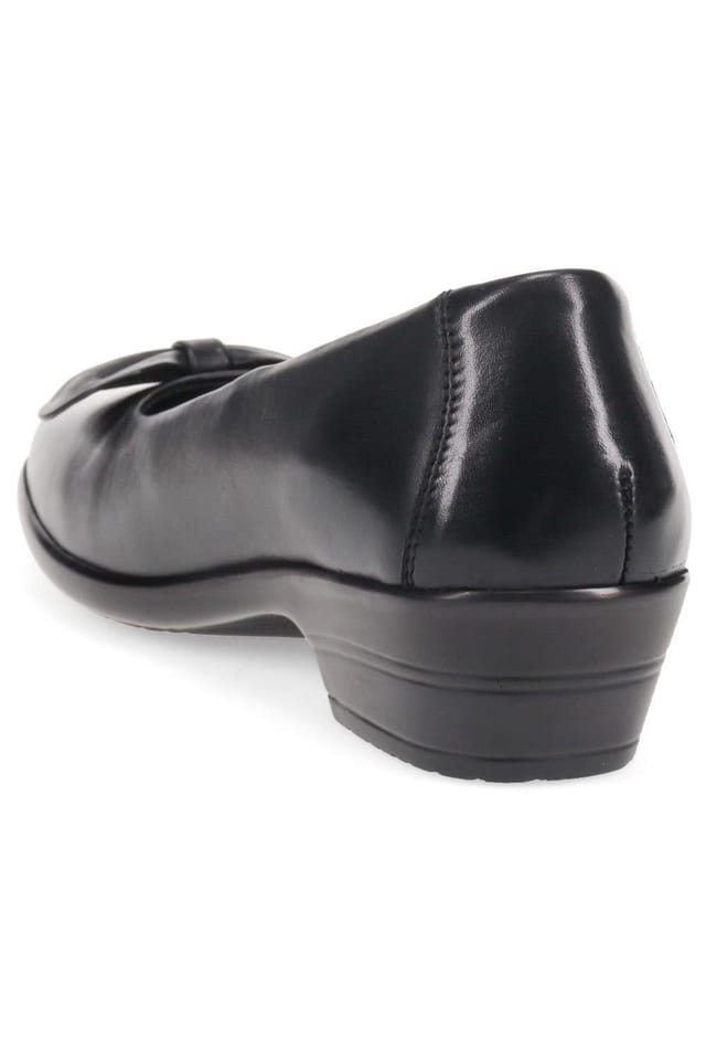 Pavers Pavers Women's Wide Fit Bow Detailed Leather Pumps in Black - 3