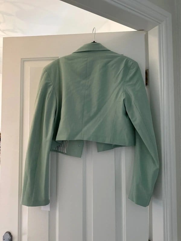 Bershka Mint Green Cropped Blazer