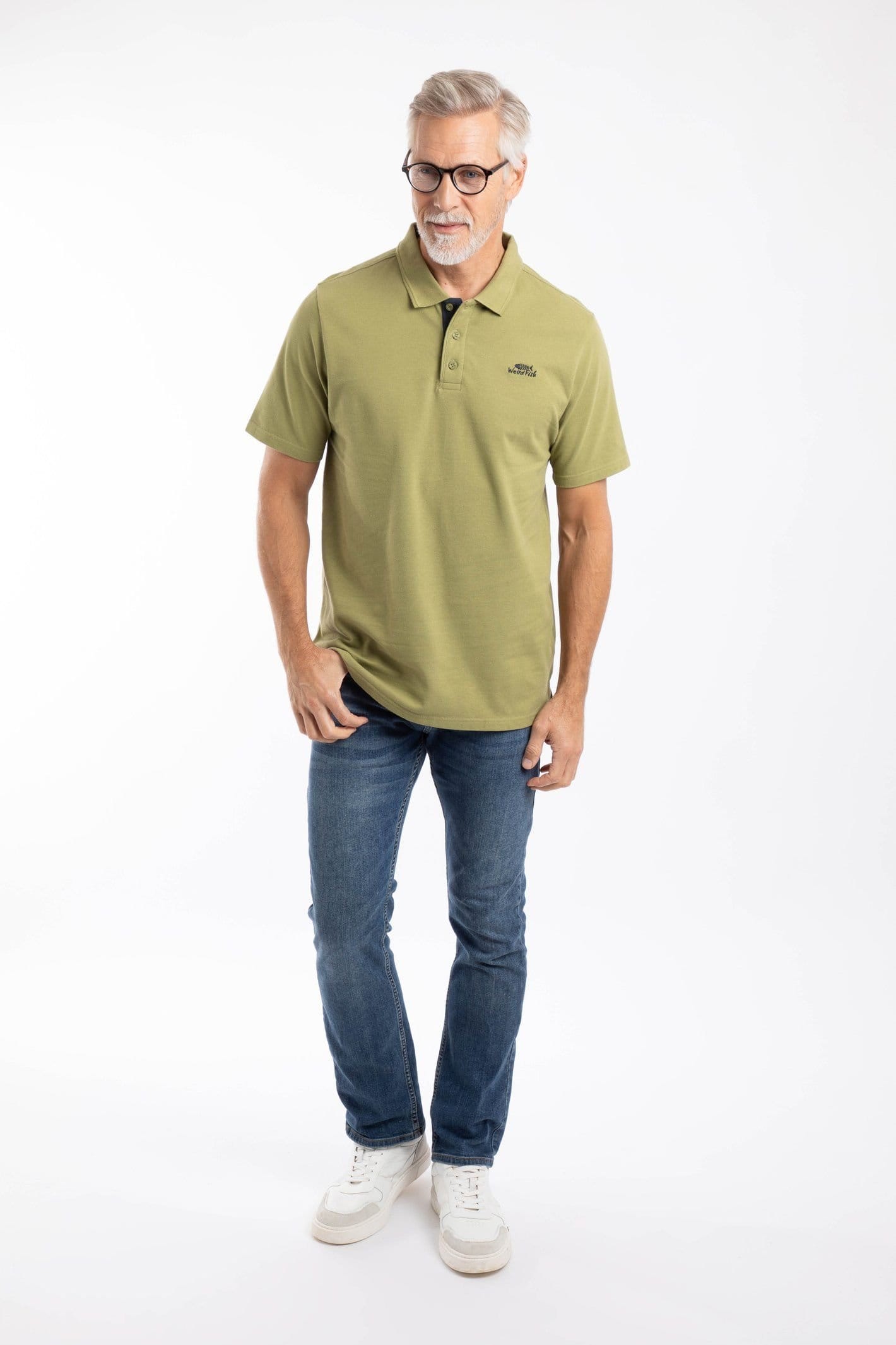 Weird Fish Weird Fish Men's Miles Pique Polo Shirt in Pale Green - 4