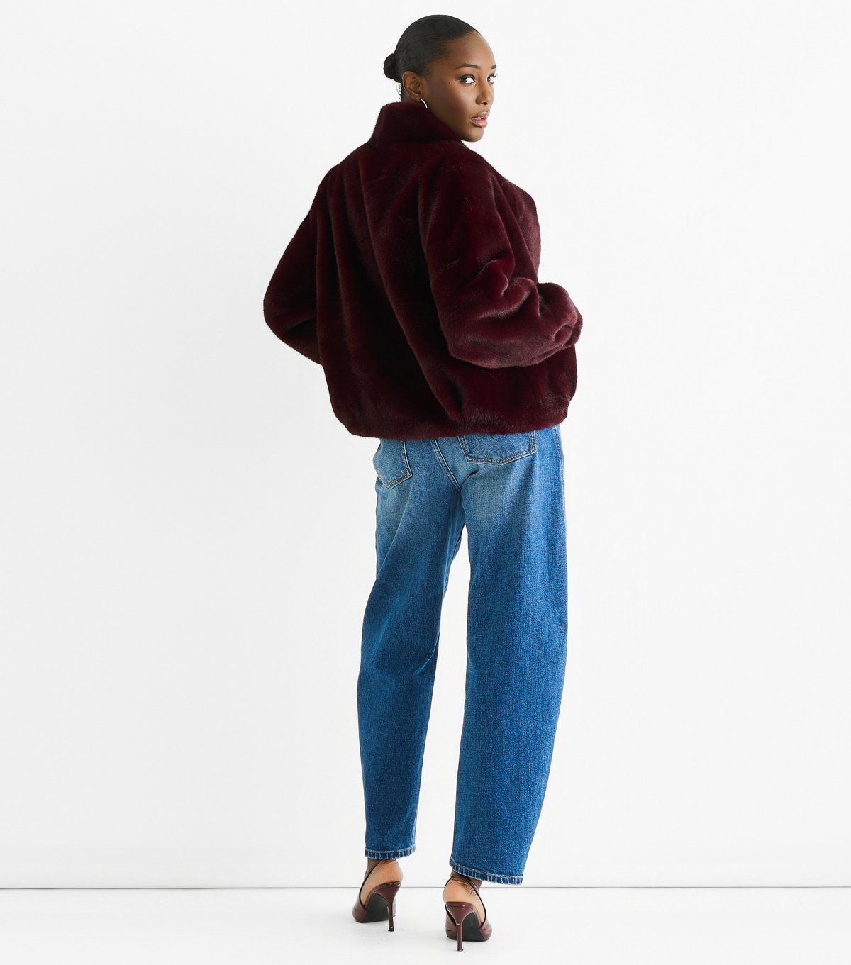 Gini London Women's Burgundy Faux Fur Jacket Gini London New Look - 4