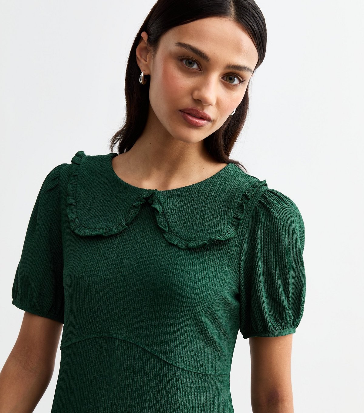 New Look Women's Green Crinkle Collar Detail Mini Dress New Look - 2