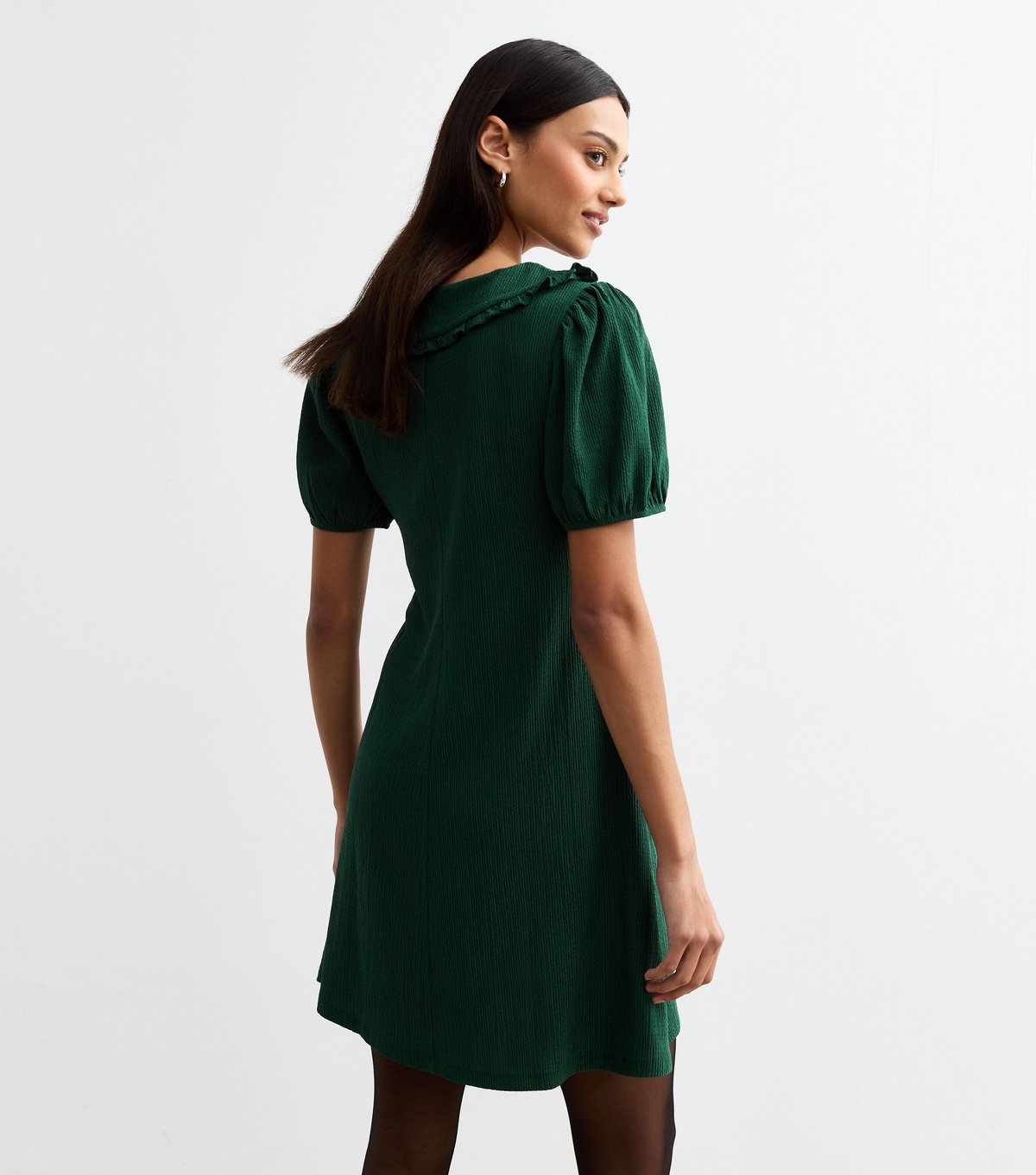 New Look Women's Green Crinkle Collar Detail Mini Dress New Look - 4