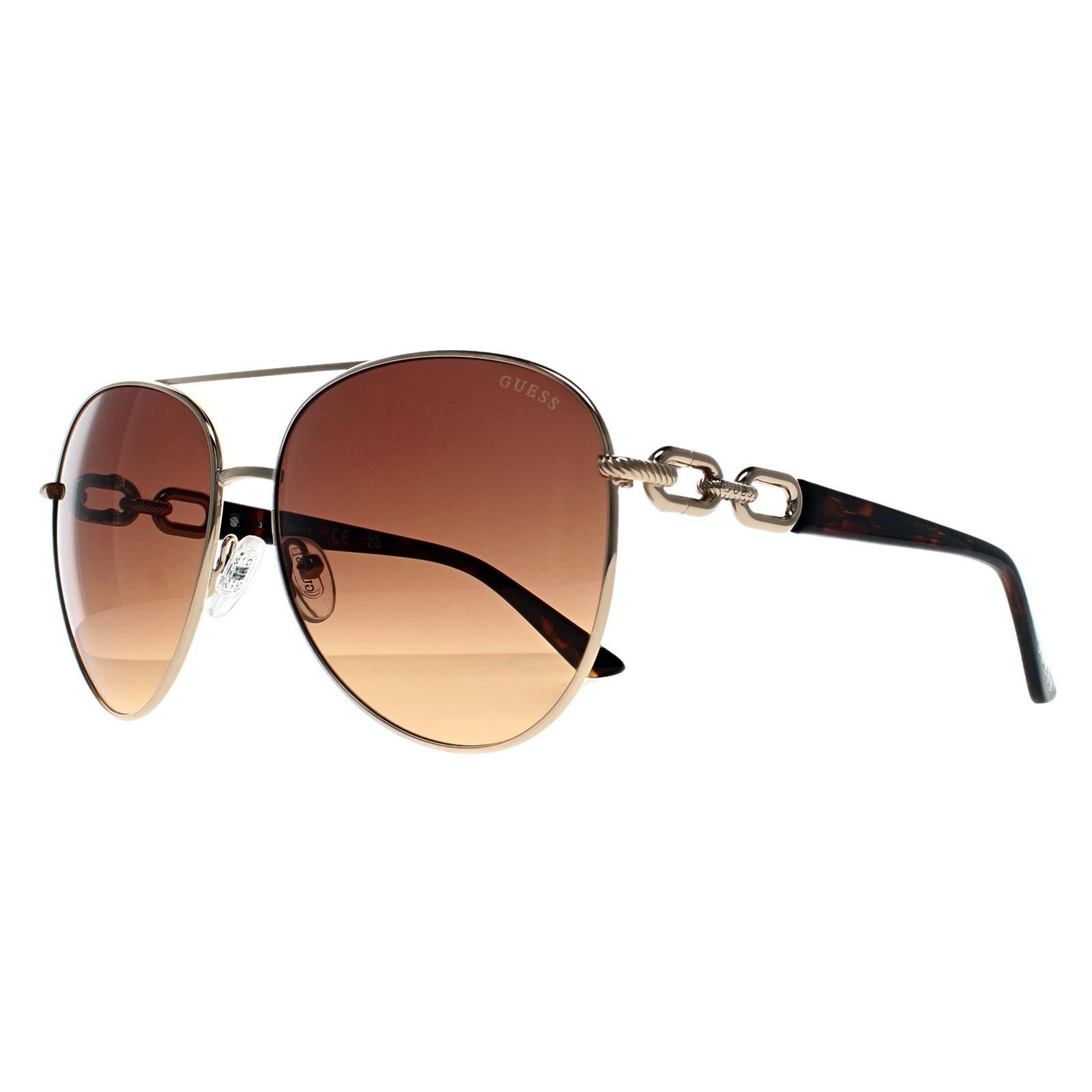 Guess Guess Women's Aviator Shiny Pale Gold Brown Gradient GU00158 - 2