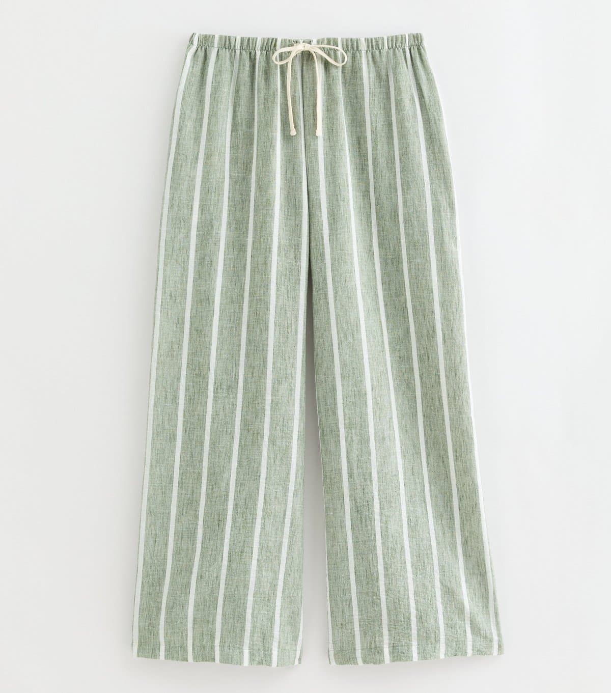 New Look Women's Petite Green Striped Wide Leg Trousers New Look