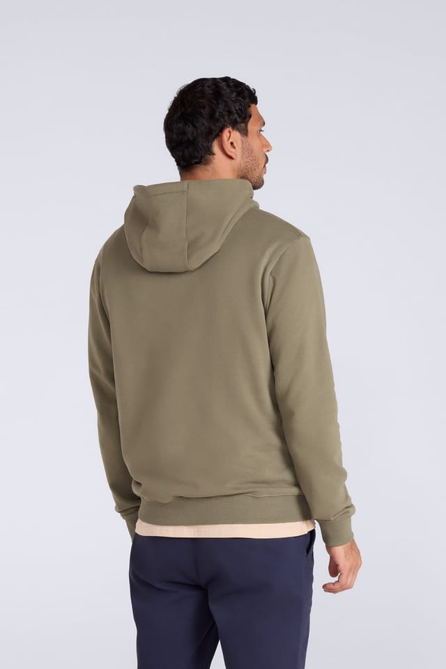 Animal Animal Men's 'Driver' Lightweight Embroidered Logo Cotton Relaxed Hoodie in Olive - 3