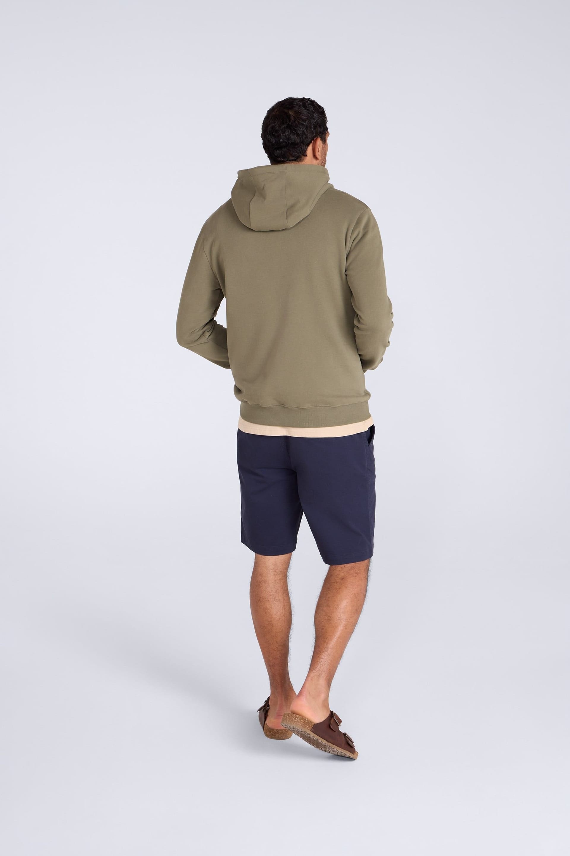 Animal Animal Men's 'Driver' Lightweight Embroidered Logo Cotton Relaxed Hoodie in Olive - 4