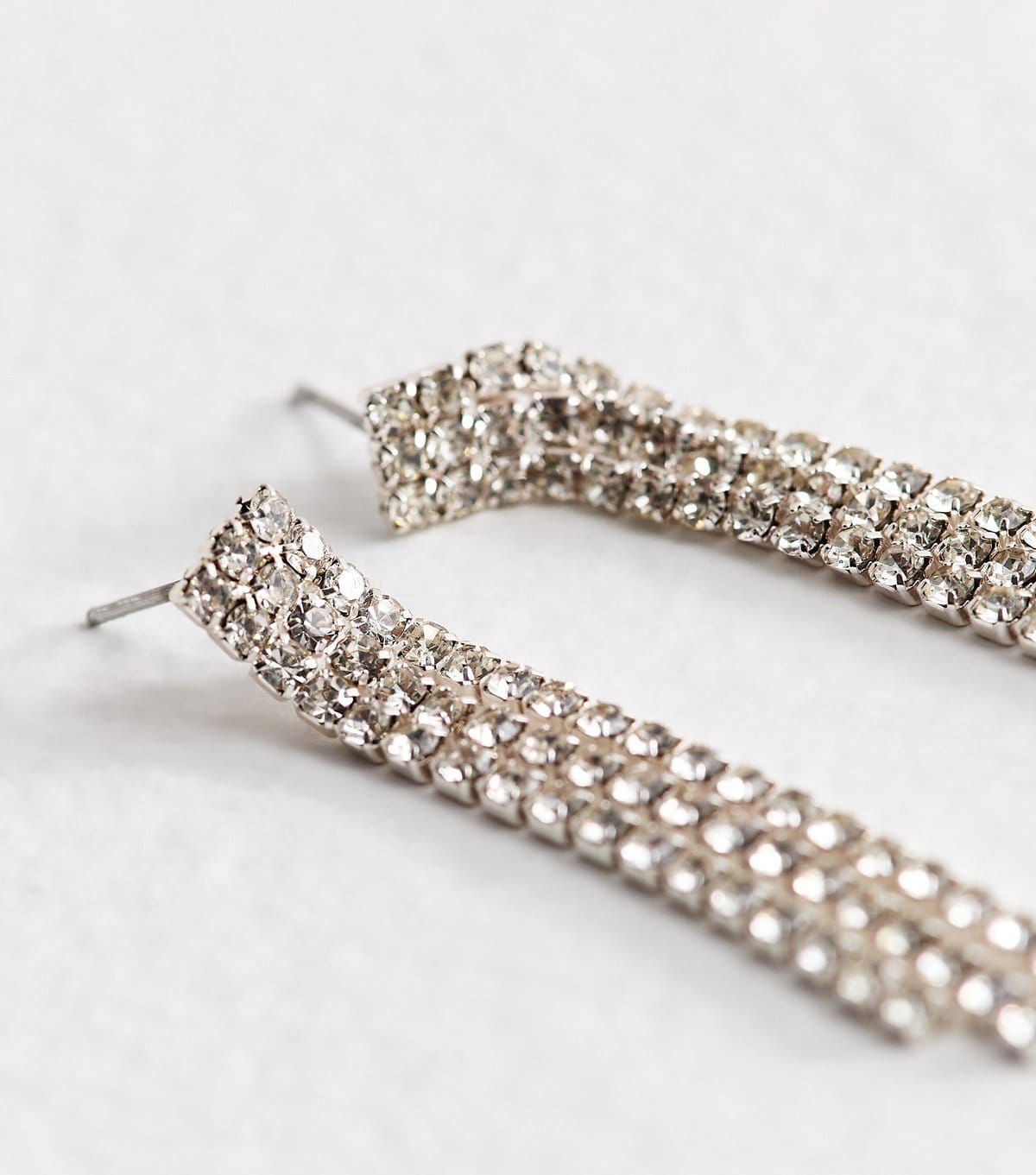 New Look Silver Tone Pack Of 2 Diamantè Stud Tassel Earrings New Look - 4