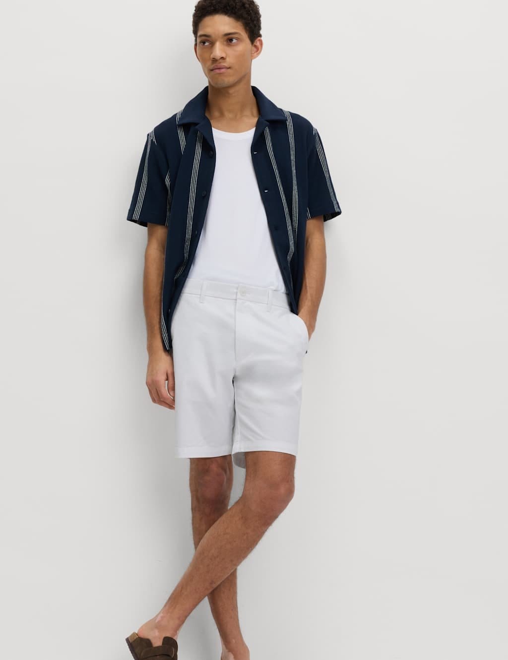 M&S Ice White Stretch Chino Shorts