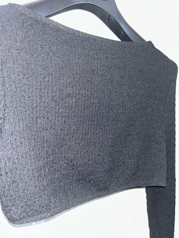 Quiz Quiz Black Long Sleeve Textured Crop Top UK 10 Cropped Stretch Casual Party