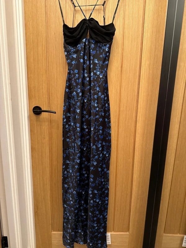 ASOS Design Black Blue Floral Maxi Dress