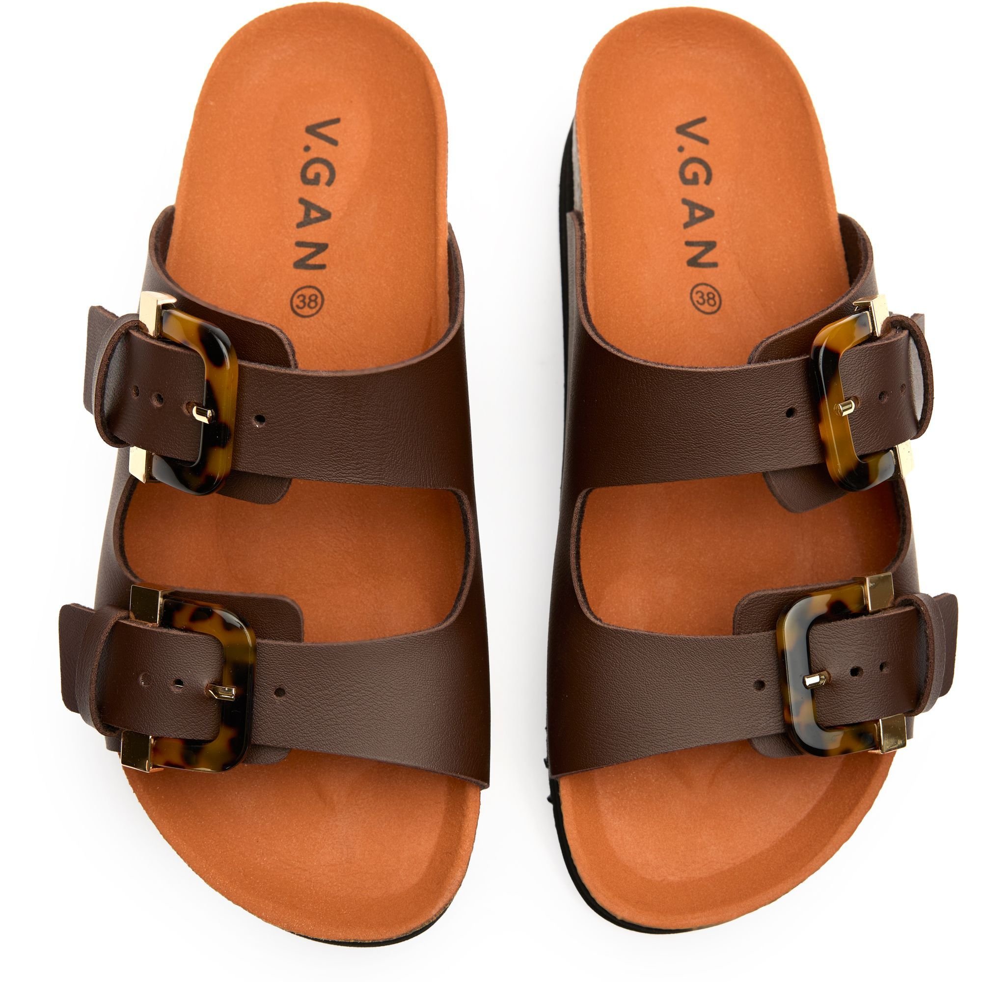 V.GAN V.GAN Women's Vegan Plum Footbed Tortoiseshell Sandals in Brown - 2