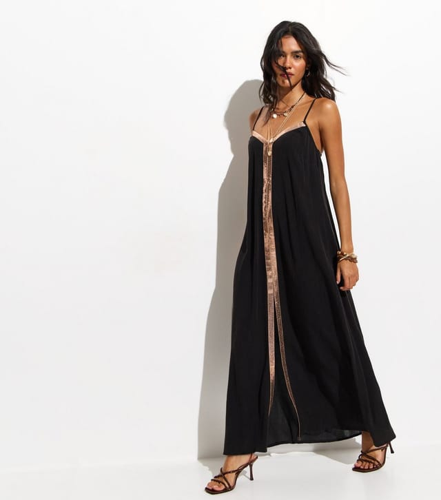 New Look Women's Black Sequin Trim Maxi Dress New Look - 3