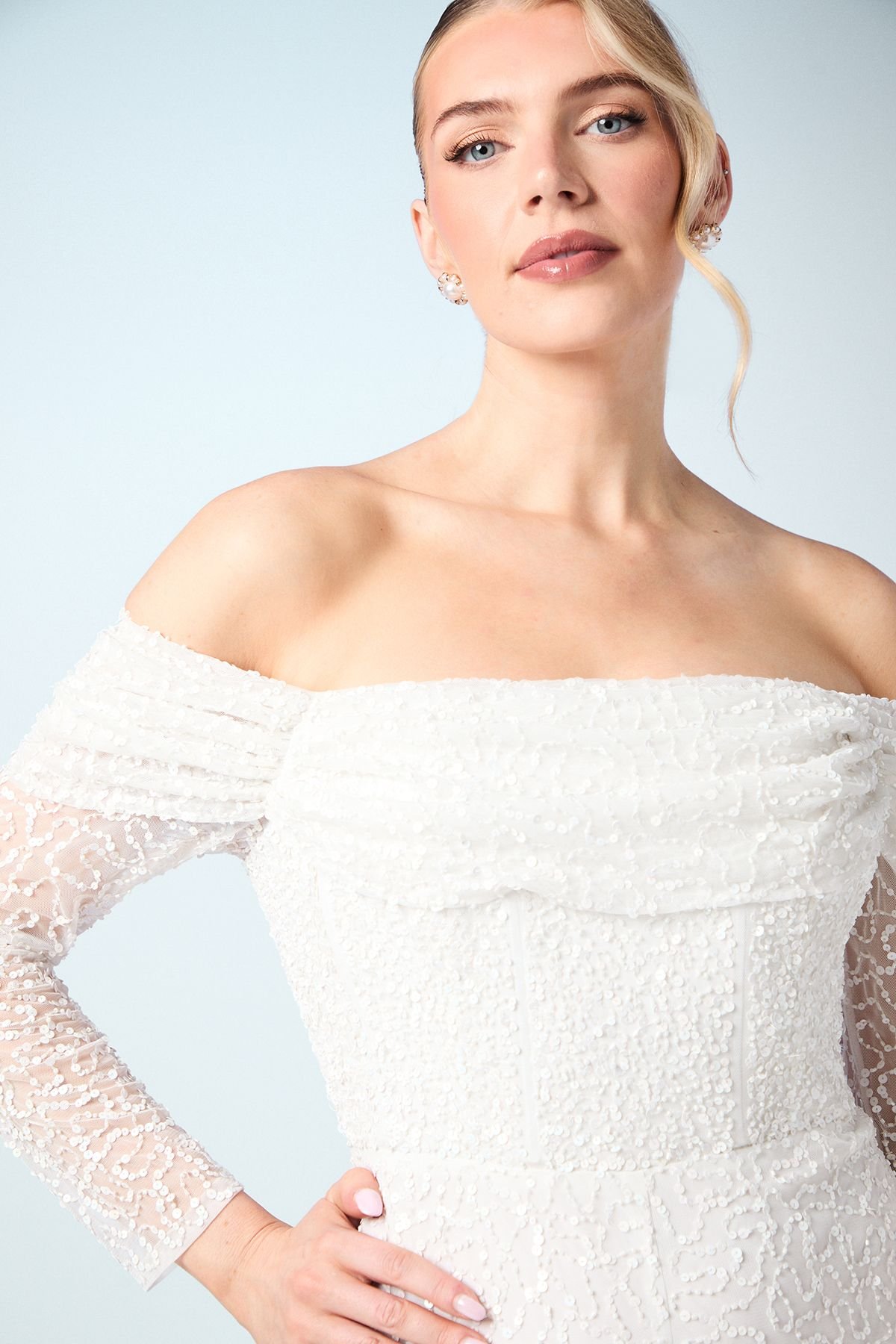 Coast Coast Women's Bardot Long Sleeve Corset Bridal Jumpsuit in Ivory - 4