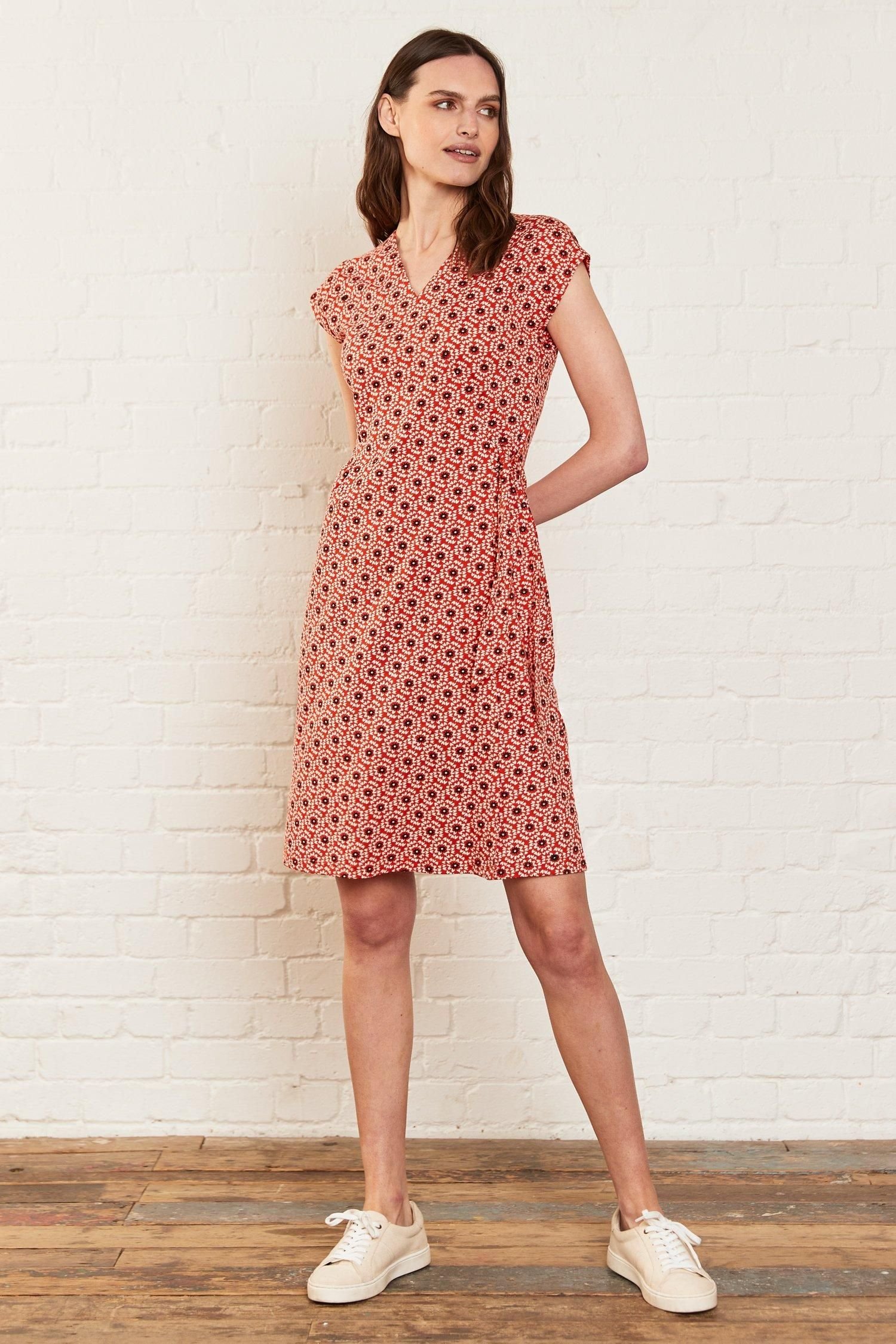 Nomads Clothing Nomads Clothing Women's Cotton Wrap Jersey Dress in Light Red - 2