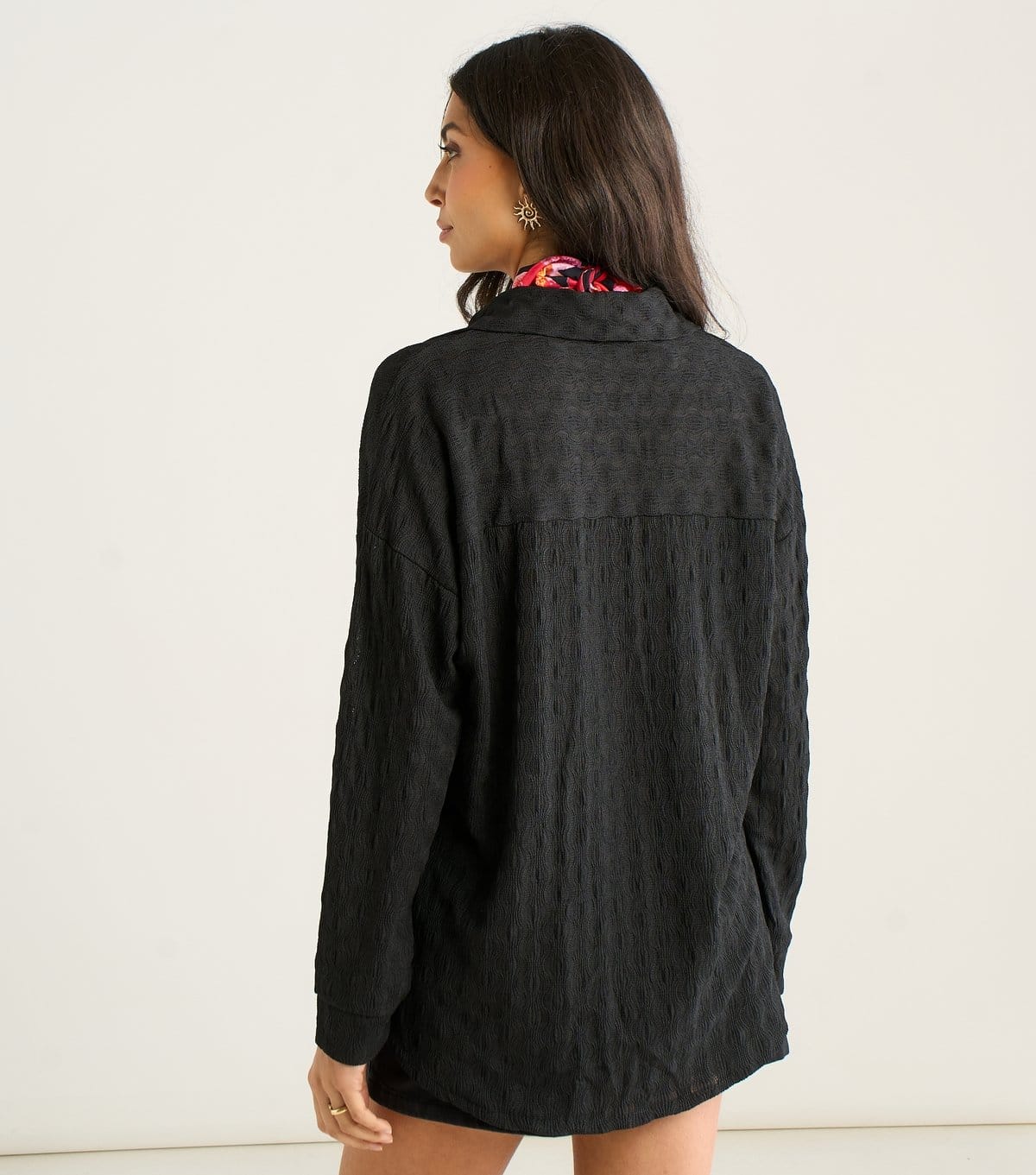 Gini London Women's Black Textured Beach Shirt Gini London New Look - 4