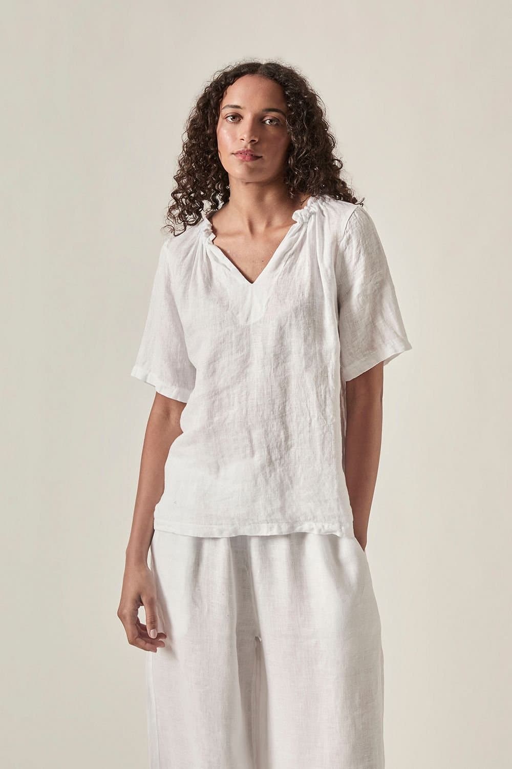 James Lakeland James Lakeland Women's White Pure Linen Summer Blouse