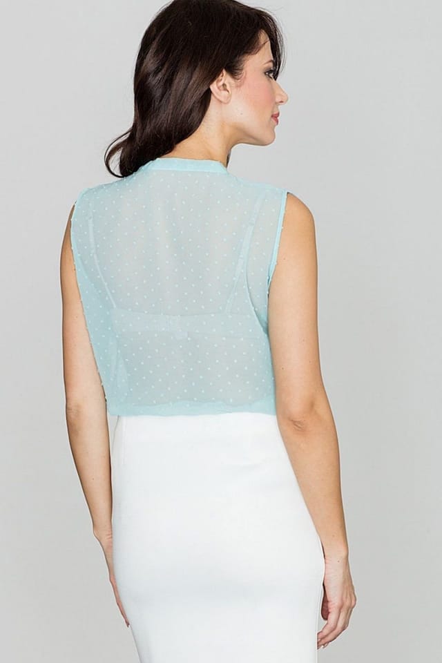 Love Lace Love Lace Women's Sheer Pastel Tie Neck Sleeveless Blouse in Green - 2