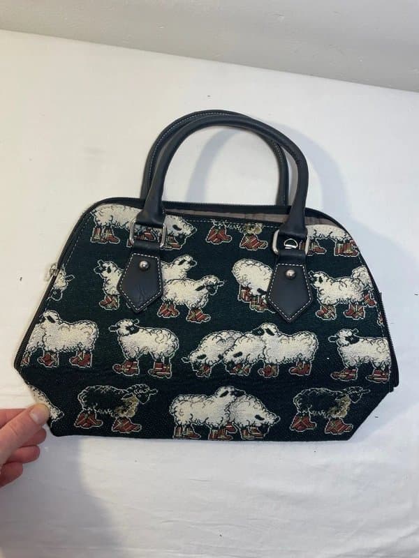 signare Signare Tapestry Black Convertible Bag Hand & Shoulder Bag for Women Sheep White Black