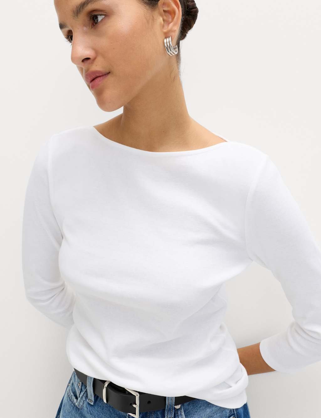 Marks & Spencer M&S 3 Pack Pure Cotton Slash Neck Slim Fit Tops Red Mix - 2