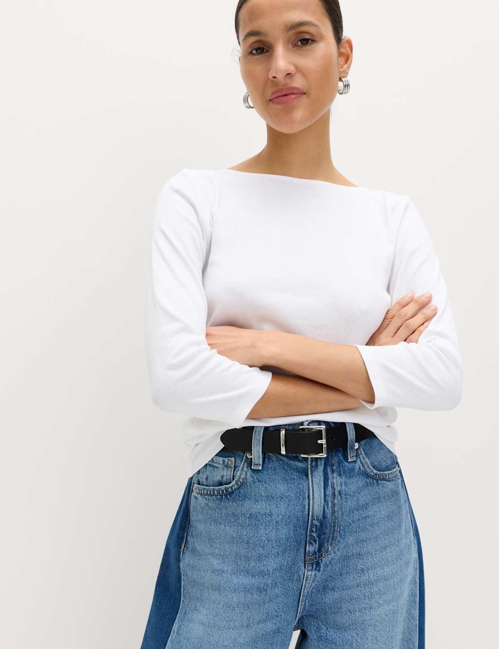 Marks & Spencer M&S 3 Pack Pure Cotton Slash Neck Slim Fit Tops Red Mix - 4