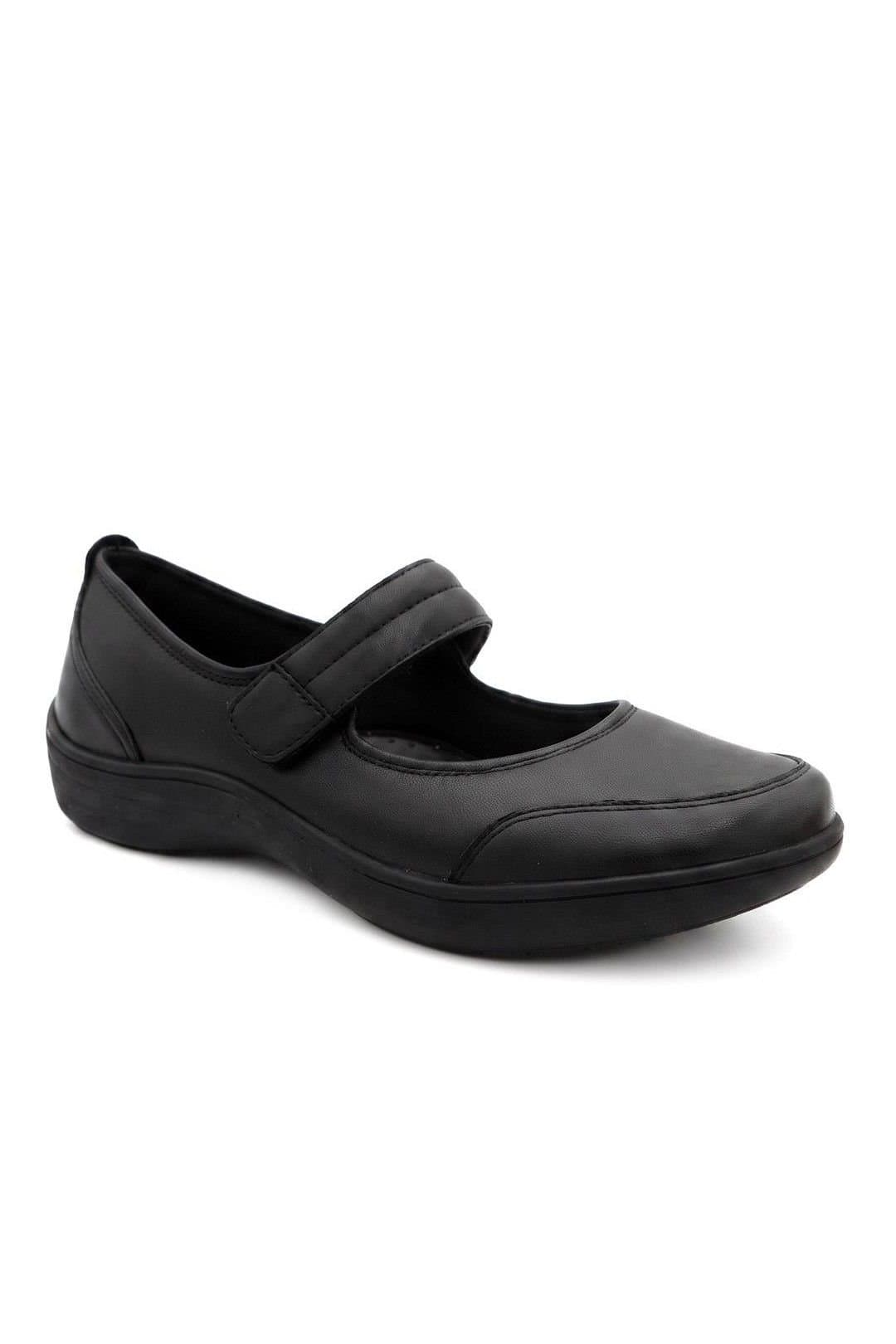 Pavers Pavers Women's Wide Fit Smart Leather Mary Jane Pumps in Black