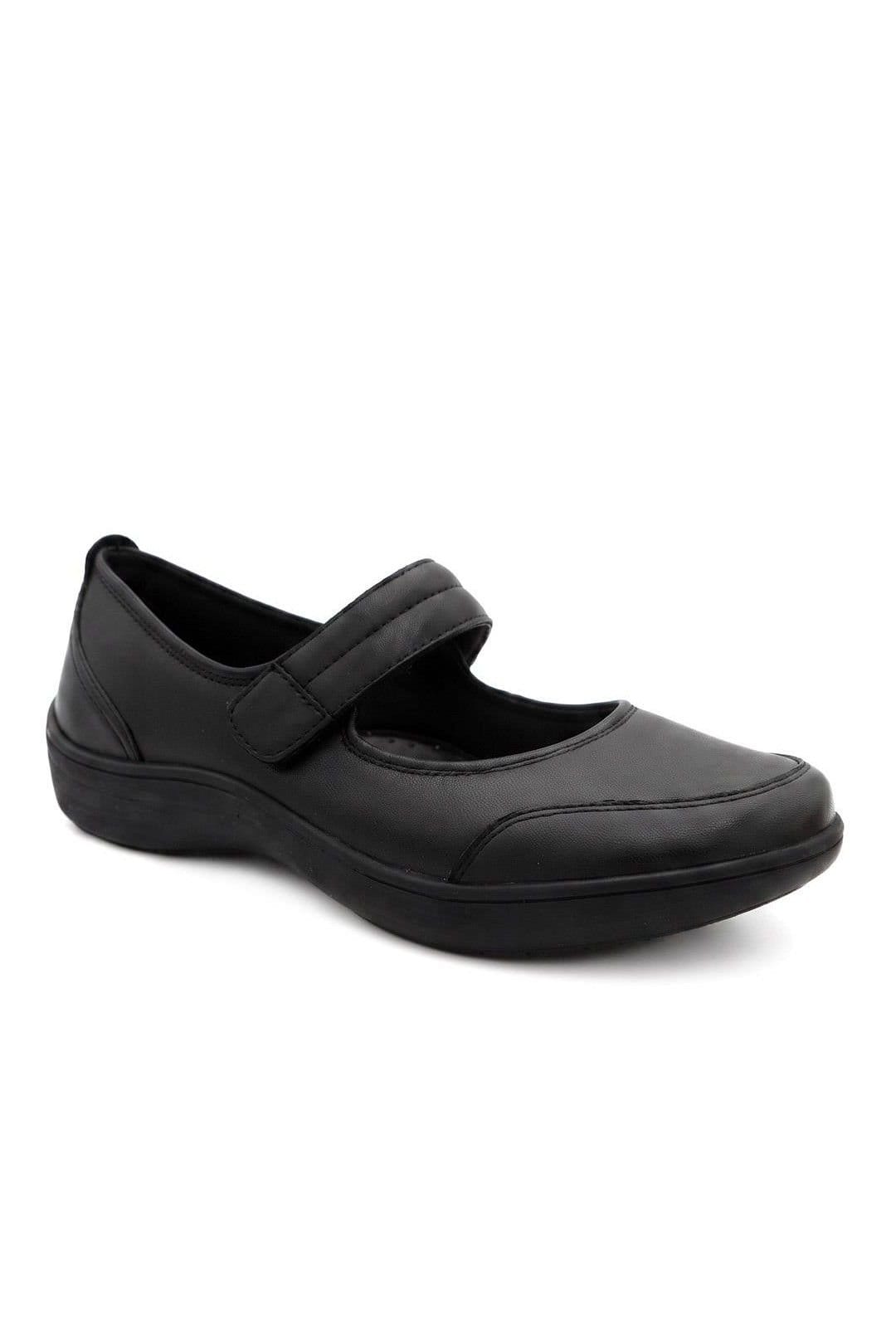 Pavers Pavers Women's Wide Fit Smart Leather Mary Jane Pumps in Black - 1