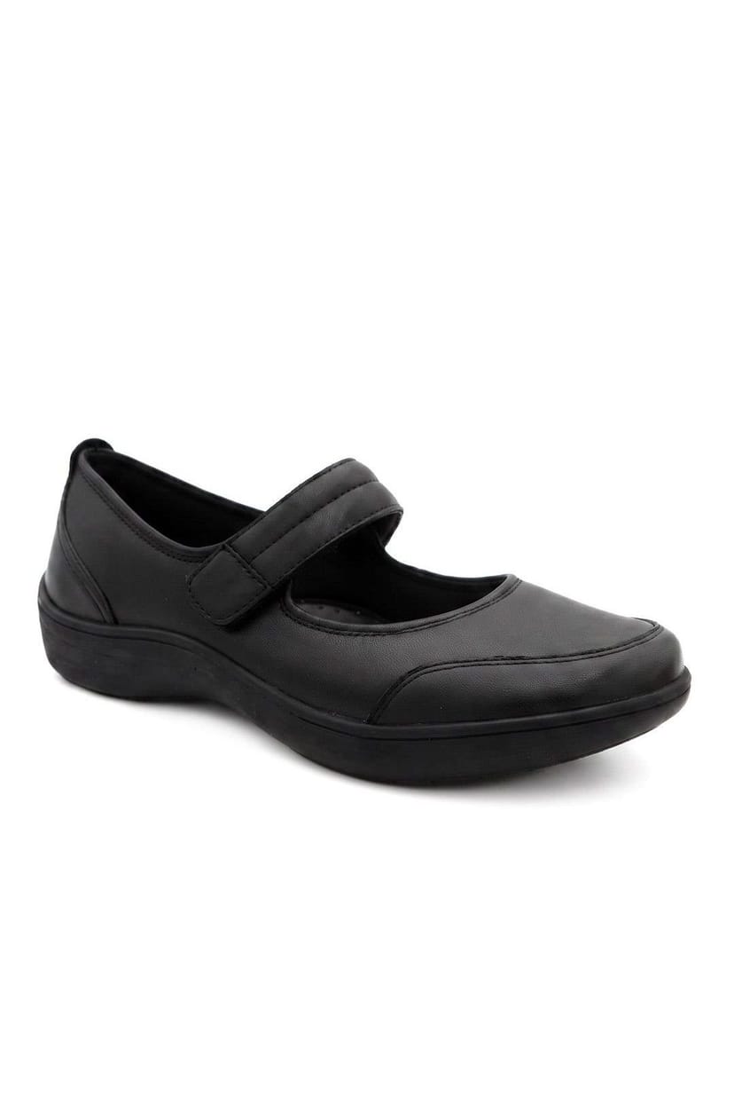 Pavers Pavers Women's Wide Fit Smart Leather Mary Jane Pumps in Black - 1